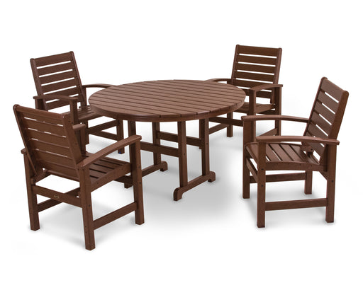 POLYWOOD Signature 5-Piece Round Farmhouse Dining Set in Mahogany image