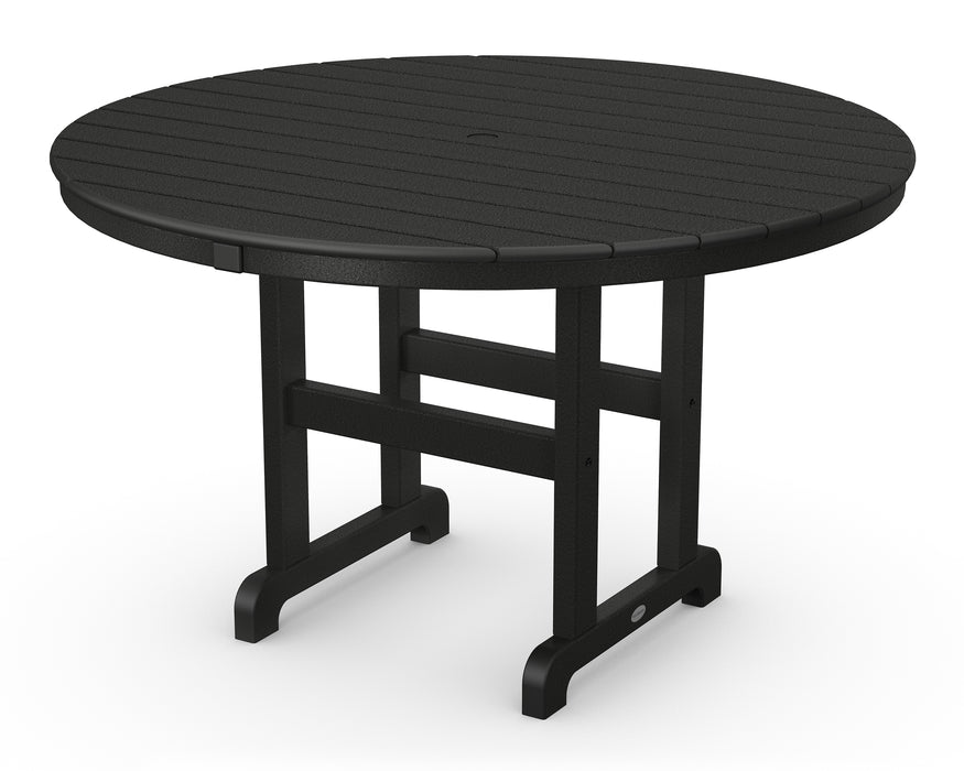 POLYWOOD 48" Round Farmhouse Dining Table in Black