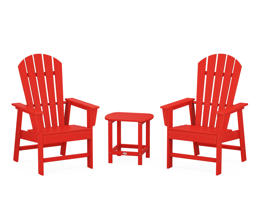 POLYWOOD South Beach Casual Chair 3-Piece Set with 18" South Beach Side Table in Sunset Red