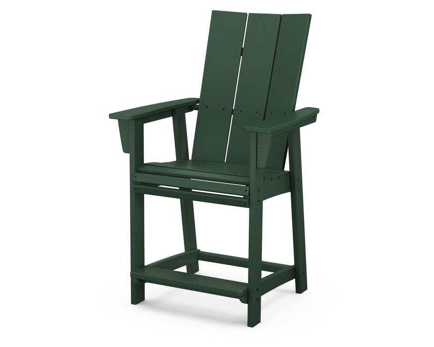 POLYWOOD Modern Curveback Adirondack Counter Chair in Green