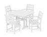 POLYWOOD Lakeside 5-Piece Farmhouse Trestle Arm Chair Dining Set in White image
