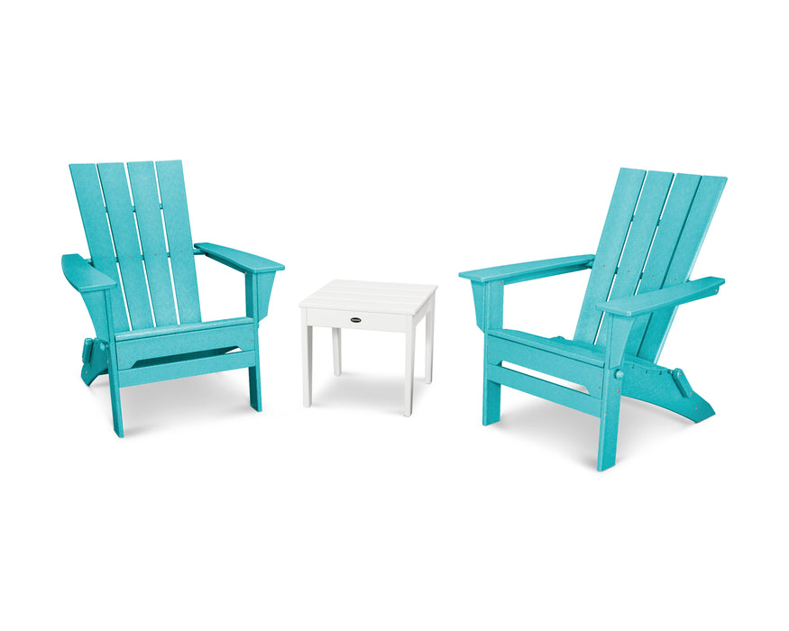 POLYWOOD Quattro 3-Piece Adirondack Set in Aruba / White image