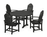 POLYWOOD Classic Adirondack 5-Piece Round Dining Set with Trestle Legs in Black image