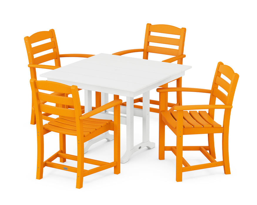 POLYWOOD La Casa Cafe 5-Piece Farmhouse Dining Set in Tangerine