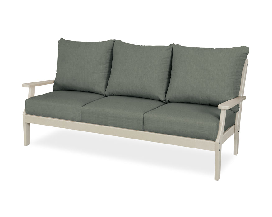 POLYWOOD Braxton Deep Seating Sofa in Sand / Cast Sage