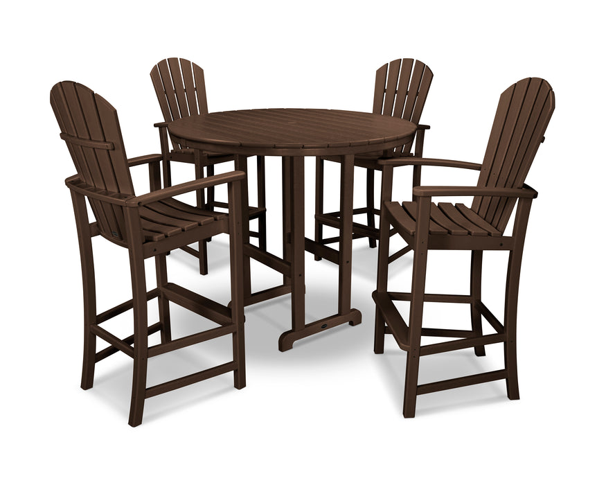 POLYWOOD Palm Coast 5-Piece Round Farmhouse Bar Set in Mahogany