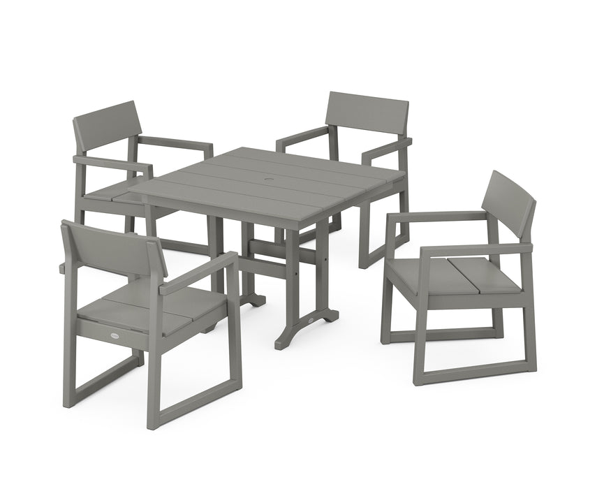 POLYWOOD EDGE 5-Piece Farmhouse Dining Set in Slate Grey