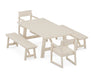 POLYWOOD EDGE 5-Piece Rustic Farmhouse Dining Set With Benches in Sand image