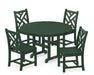 POLYWOOD Chippendale 5-Piece Round Farmhouse Side Chair Dining Set in Green image