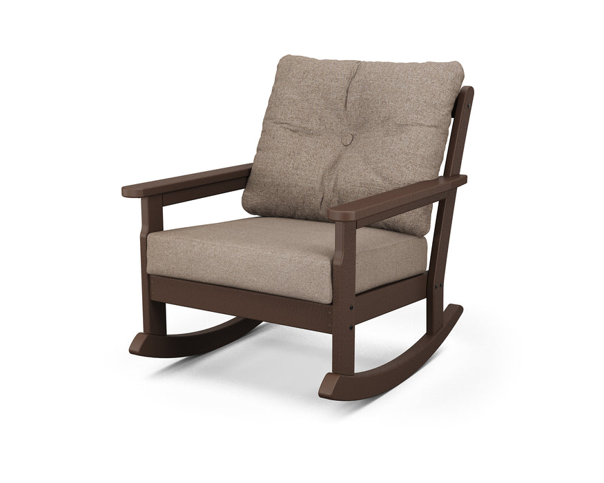 POLYWOOD Vineyard Deep Seating Rocking Chair in Mahogany / Spiced Burlap