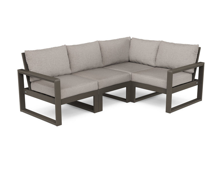 POLYWOOD EDGE 4-Piece Modular Deep Seating Set in Vintage Coffee / Weathered Tweed image