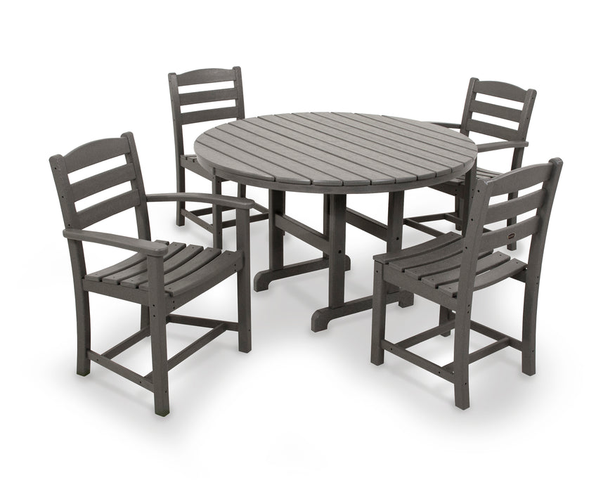 POLYWOOD La Casa Cafe 5-Piece Round Farmhouse Dining Set in Slate Grey