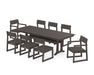 POLYWOOD EDGE 9-Piece Farmhouse Dining Set with Trestle Legs in Vintage Coffee image