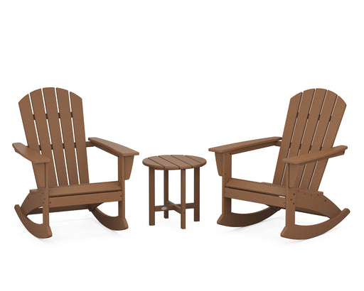 POLYWOOD Nautical 3-Piece Adirondack Rocking Chair Set in Teak image