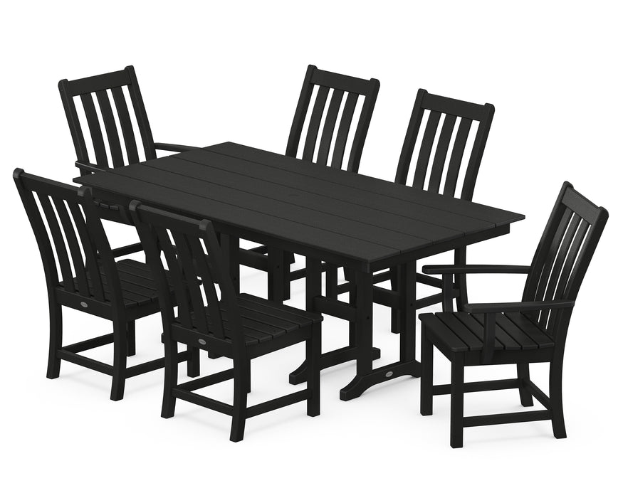 POLYWOOD Vineyard 7-Piece Farmhouse Dining Set in Black