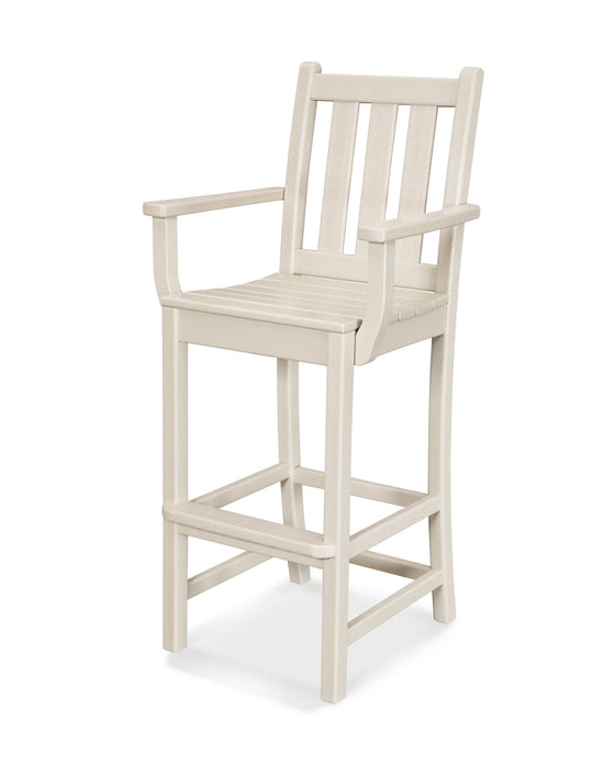 POLYWOOD Traditional Garden Bar Arm Chair in Sand image