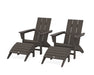 POLYWOOD Modern Adirondack Chair 4-Piece Set with Ottomans in Vintage Coffee image
