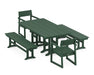 POLYWOOD EDGE 5-Piece Farmhouse Dining Set with Benches in Green image