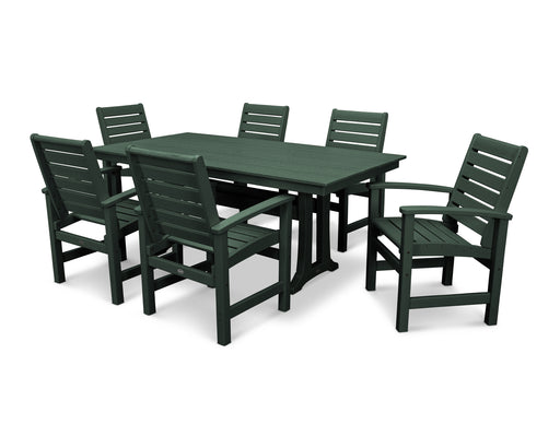 POLYWOOD Signature 7-Piece Farmhouse Dining Set with Trestle Legs in Green image