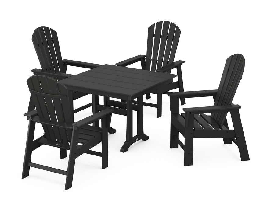 POLYWOOD South Beach 5-Piece Farmhouse Dining Set With Trestle Legs in Black