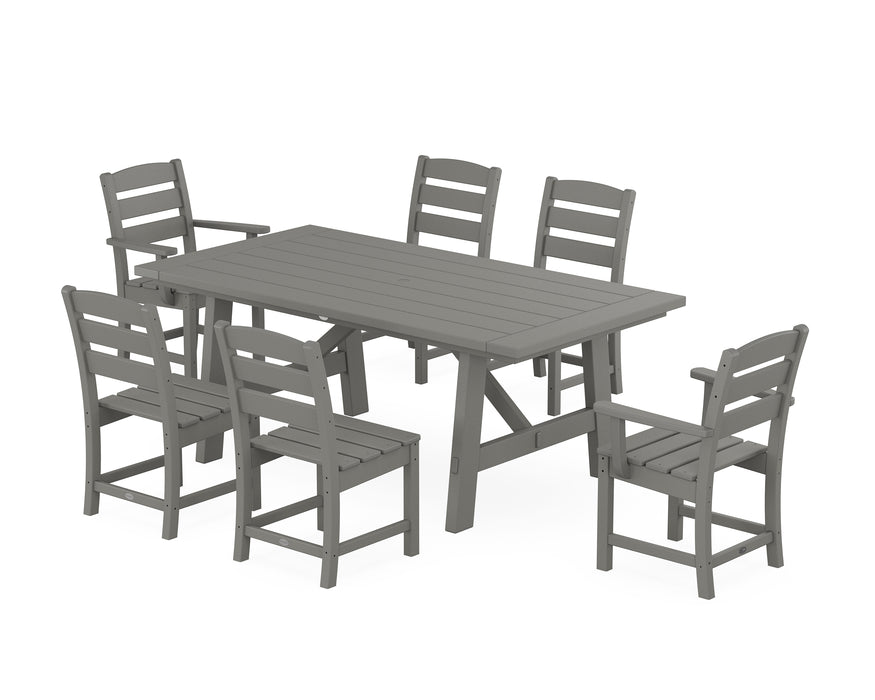 POLYWOOD Lakeside 7-Piece Rustic Farmhouse Dining Set in Slate Grey image