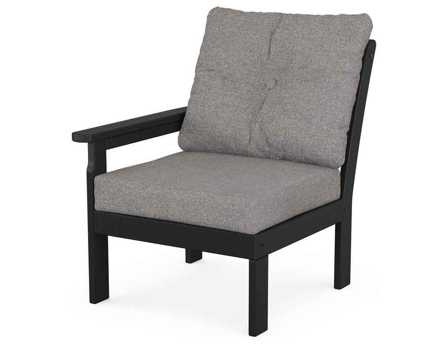 POLYWOOD Vineyard Modular Left Arm Chair in Black / Grey Mist