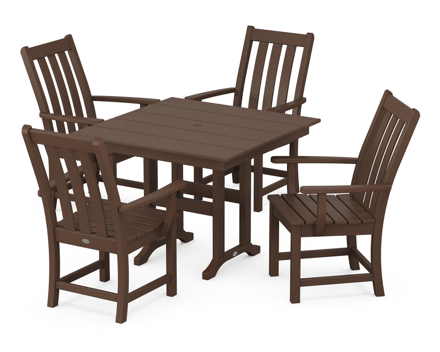 POLYWOOD Vineyard 5-Piece Farmhouse Dining Set in Mahogany