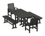POLYWOOD Signature 5-Piece Farmhouse Dining Set with Benches in Black image