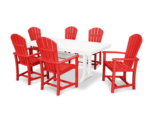 POLYWOOD 7 Piece  Palm Coast Dining Set in Sunset Red / White image