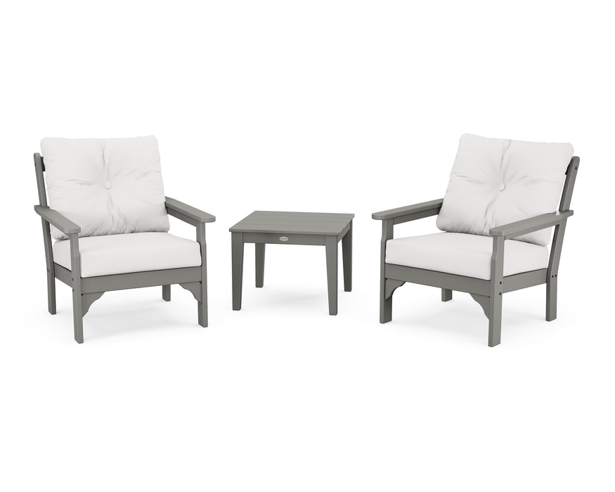 POLYWOOD Vineyard 3-Piece Deep Seating Set in Slate Grey / Natural Linen