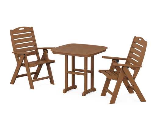 POLYWOOD Nautical Highback Chair 3-Piece Dining Set in Teak image