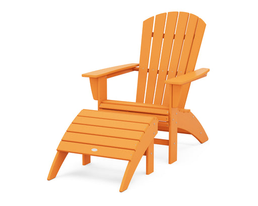 POLYWOOD Nautical Curveback Adirondack Chair 2-Piece Set with Ottoman in Tangerine image