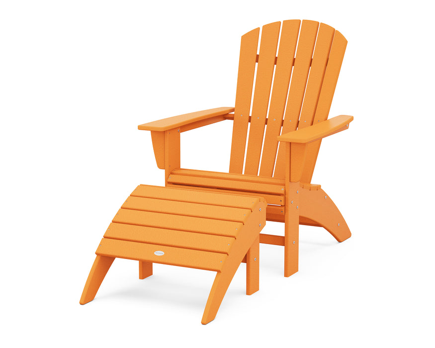 POLYWOOD Nautical Curveback Adirondack Chair 2-Piece Set with Ottoman in Tangerine image