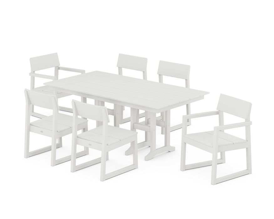 POLYWOOD EDGE 7-Piece Farmhouse Dining Set in Vintage White