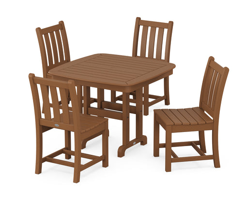 POLYWOOD Traditional Garden Side Chair 5-Piece Dining Set in Teak image