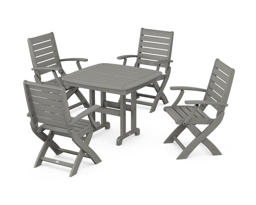 POLYWOOD Signature Folding Chair 5-Piece Dining Set in Slate Grey image