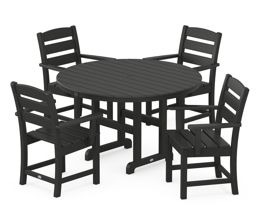 POLYWOOD Lakeside 5-Piece Round Farmhouse Dining Set in Black image