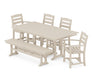 POLYWOOD La Casa Cafe 6-Piece Farmhouse Dining Set with Bench in Sand image