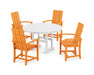 POLYWOOD Modern Adirondack 5-Piece Round Farmhouse Dining Set in Tangerine image