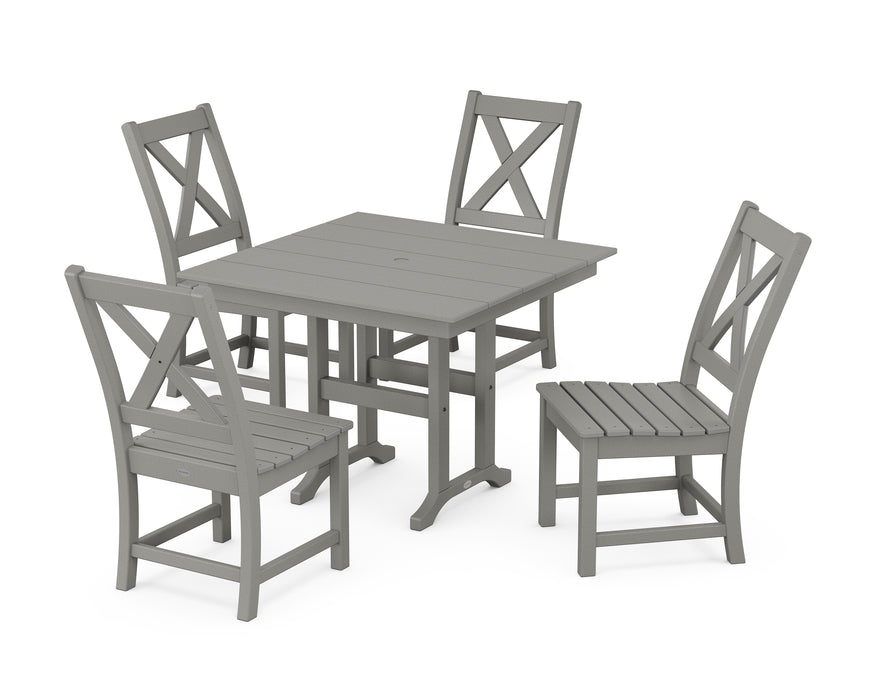 POLYWOOD Braxton Side Chair 5-Piece Farmhouse Dining Set in Slate Grey image