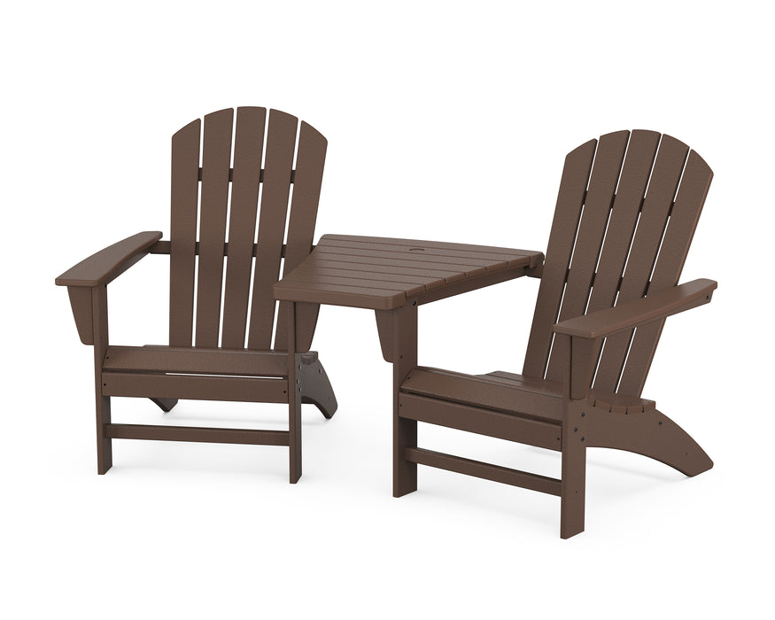 POLYWOOD Nautical 3-Piece Adirondack Set with Angled Connecting Table in Mahogany image