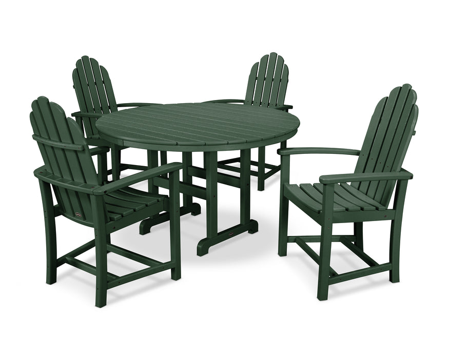 POLYWOOD Classic Adirondack 5-Piece Round Farmhouse Dining Set in Green image