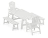 POLYWOOD South Beach 5-Piece Rustic Farmhouse Dining Set With Benches in White image