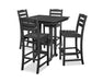 POLYWOOD La Casa Cafe 5-Piece Farmhouse Trestle Bar Set in Black image