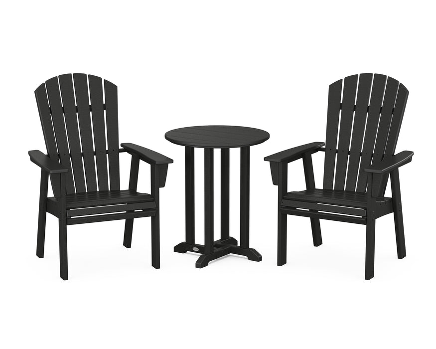 POLYWOOD Nautical Adirondack 3-Piece Round Dining Set in Black