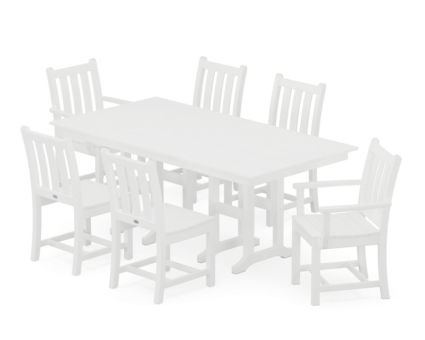 POLYWOOD Traditional Garden 7-Piece Farmhouse Dining Set in White