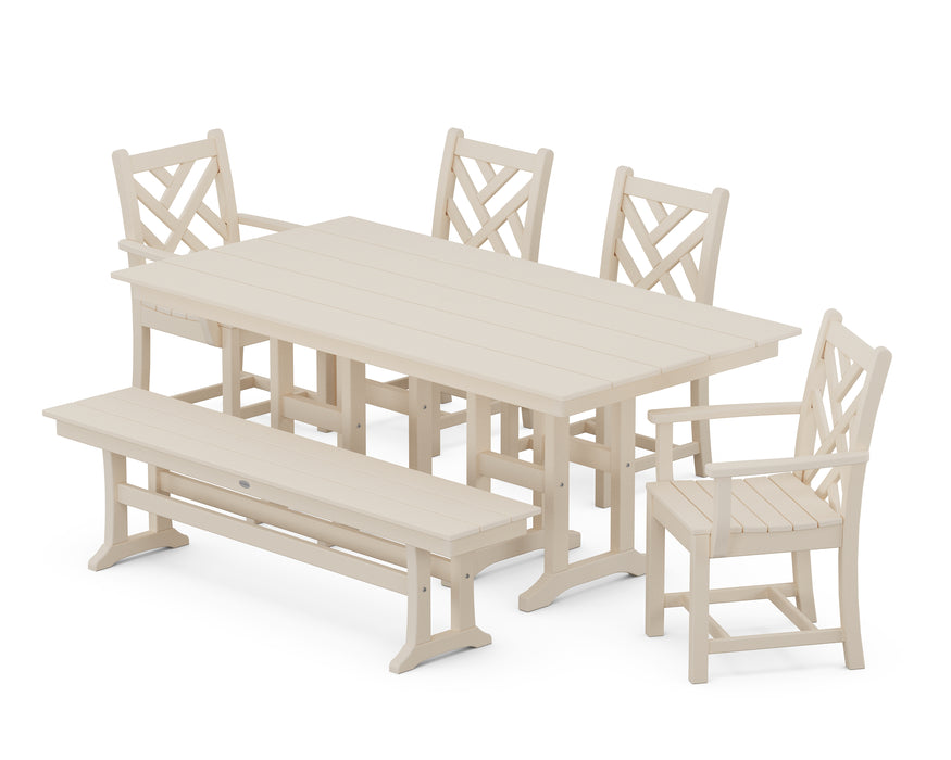 POLYWOOD Chippendale 6-Piece Farmhouse Dining Set in Sand image