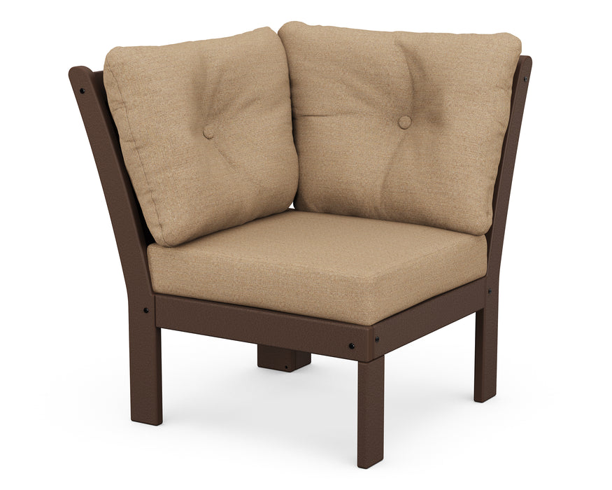 POLYWOOD Vineyard Modular Corner Chair in Mahogany / Sesame