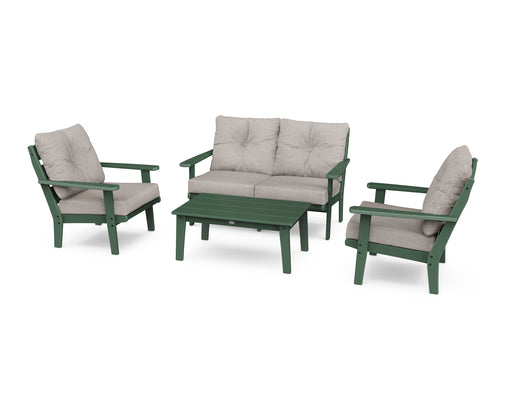 POLYWOOD Lakeside 4-Piece Deep Seating Set in Green / Weathered Tweed image