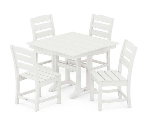 POLYWOOD Lakeside 5-Piece Farmhouse Trestle Side Chair Dining Set in Vintage White image